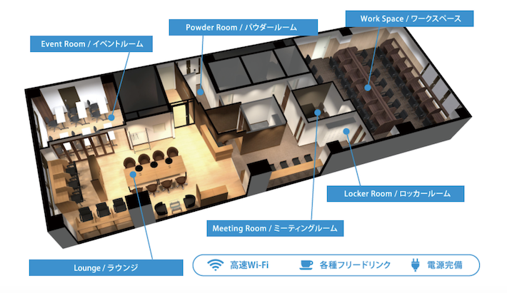 フロアマップ（画像提供：勉強カフェ 仙台一番町スタジオ）