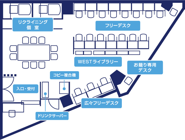 フロアマップ（画像提供：仙台自習室WEST）