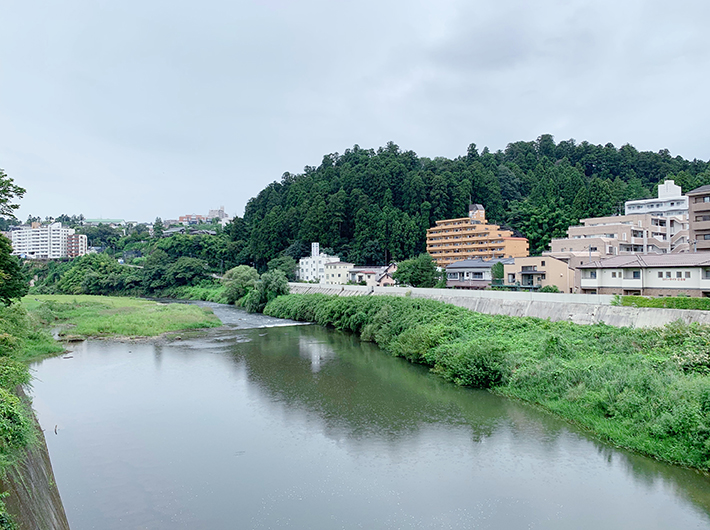 霊屋橋から眺める向山方面と広瀬川